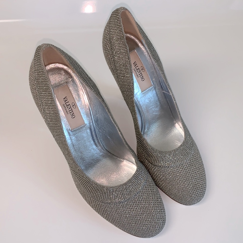 VALENTINO SILVER CLEAR HEEL